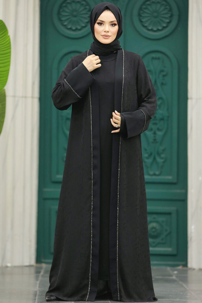 Neva Style - Siyah Tesettür Abaya 32261S - 4