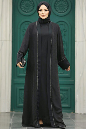 Neva Style - Siyah Tesettür Abaya 32261S - 5