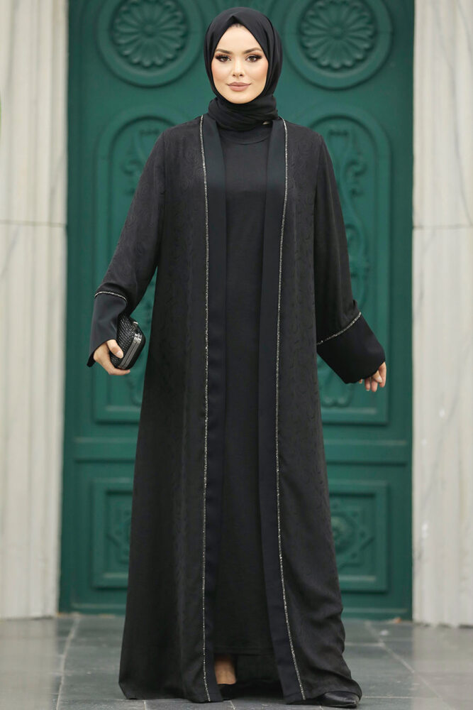 Neva Style - Siyah Tesettür Abaya 32261S - 5