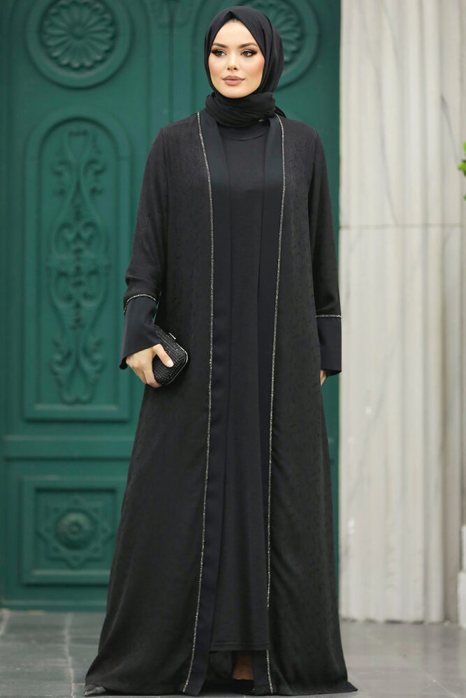 Neva Style - Siyah Tesettür Abaya 32261S - 1
