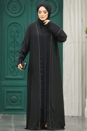 Neva Style - Siyah Tesettür Abaya 32261S - 2