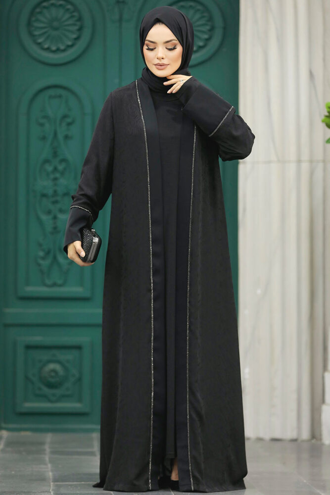 Neva Style - Siyah Tesettür Abaya 32261S - 2