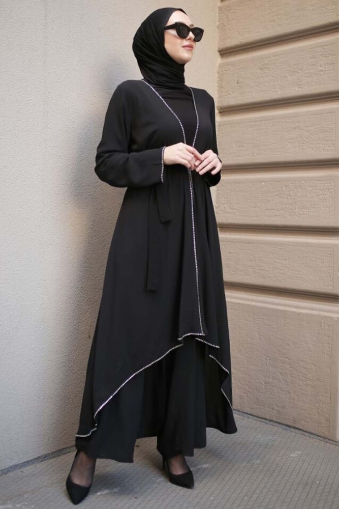  Siyah Tesettür Abaya 3276S - 1