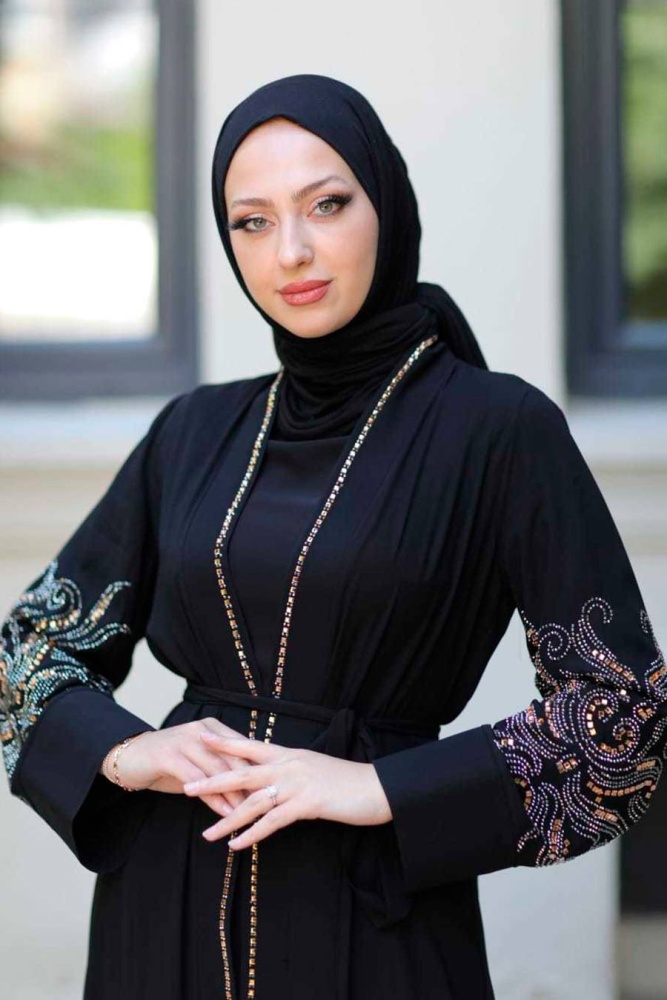  Siyah Tesettür Abaya 358800S - 5