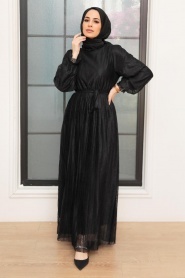 Neva Style - Siyah Tesettür Elbise 10394S - Thumbnail