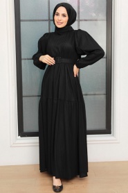 Neva Style - Siyah Tesettür Elbise 11015S - Thumbnail