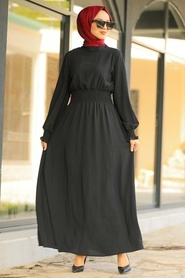 Neva Style - Siyah Tesettür Elbise 1149S - Thumbnail