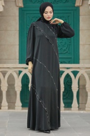 Neva Style - Siyah Tesettür Elbise 342600S - Thumbnail