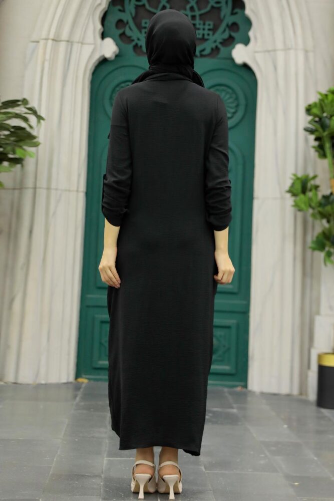  Siyah Tesettür Elbise 34281S - 3