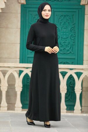  Siyah Tesettür Elbise 380300S - 1