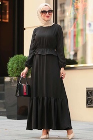 Neva Style - Siyah Tesettür Elbise 50170S - Thumbnail