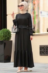 Neva Style - Siyah Tesettür Elbise 50170S - Thumbnail