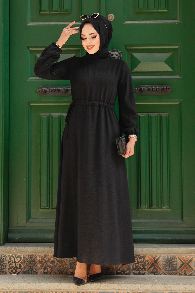Neva Style - Siyah Tesettür Elbise 6314S - 1