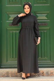 Neva Style - Siyah Tesettür Elbise 6314S - Thumbnail
