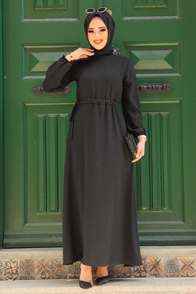 Neva Style - Siyah Tesettür Elbise 6314S - 2