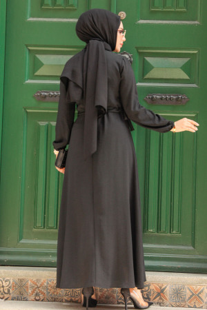 Neva Style - Siyah Tesettür Elbise 6314S - 4
