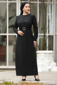Neva Style - Siyah Tesettür Elbise 636S - Thumbnail