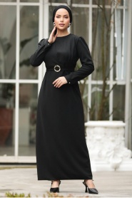 Neva Style - Siyah Tesettür Elbise 636S - Thumbnail