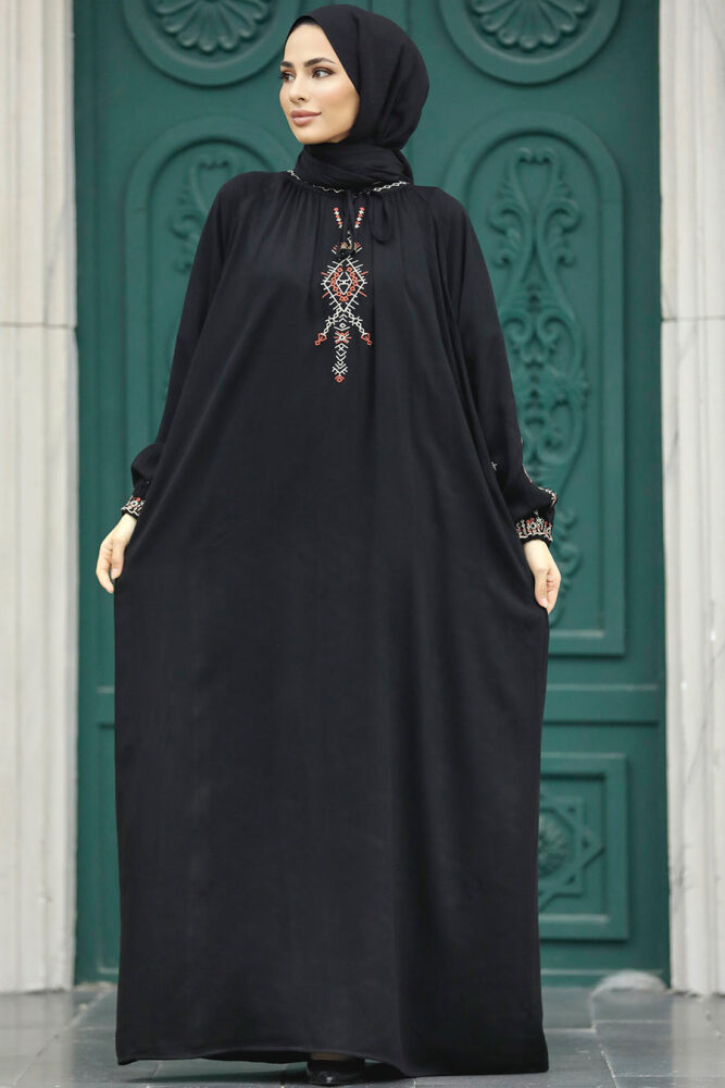 Neva Style - Siyah Tesettür Elbise 90021S - 1