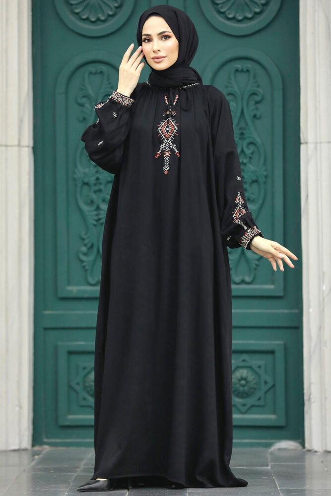 Neva Style - Siyah Tesettür Elbise 90021S - 2