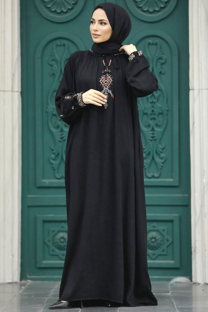 Neva Style - Siyah Tesettür Elbise 90021S - 3