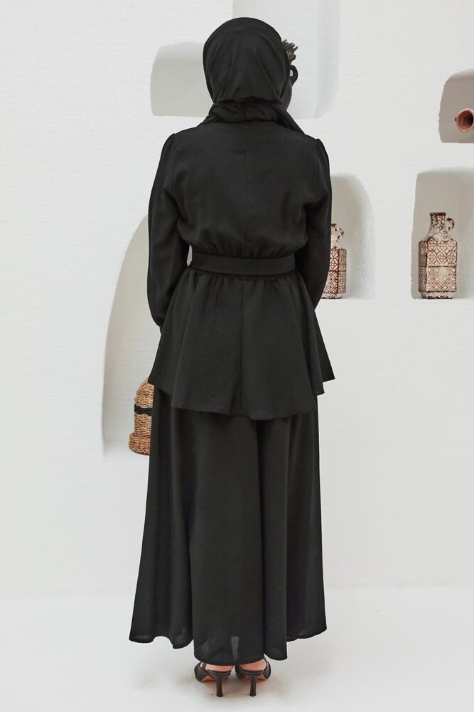 Neva Style - Siyah Tesettür Etekli İkili Takım 15090S - 2