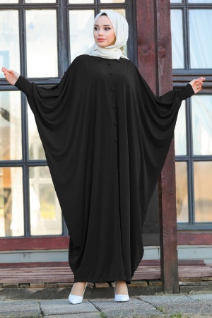 Neva Style - Siyah Tesettür Ferace 1723S - 1