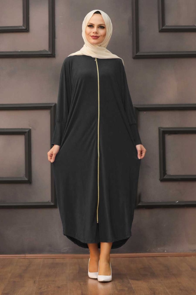 Neva Style - Siyah Tesettür Ferace 1772S - 1
