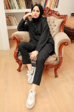Neva Style - Siyah Tesettür İkili Takım 21039S - 3