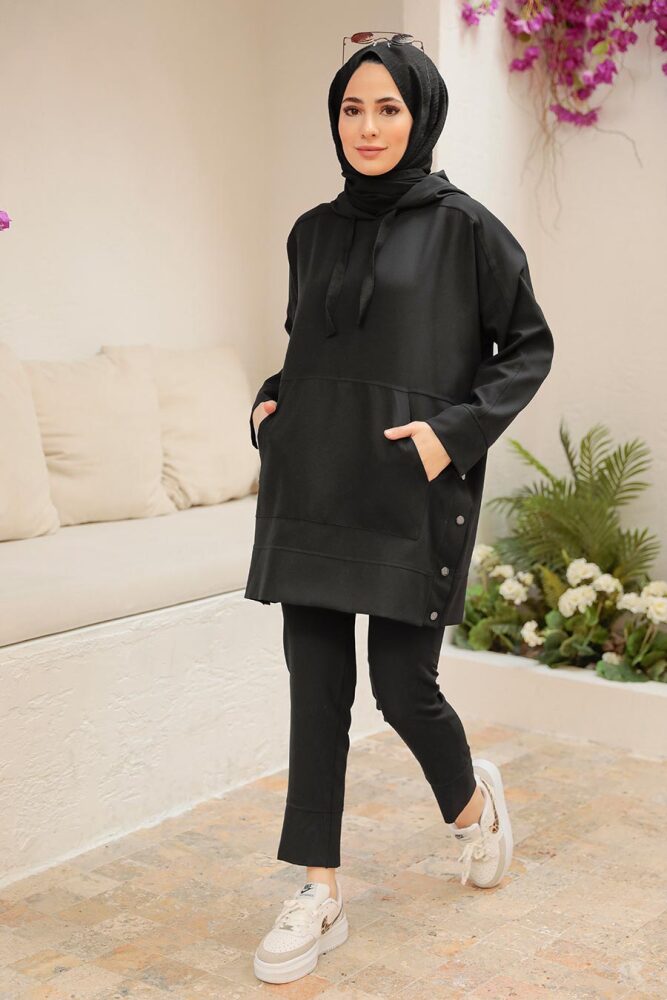 Neva Style - Siyah Tesettür İkili Takım 21039S - 2