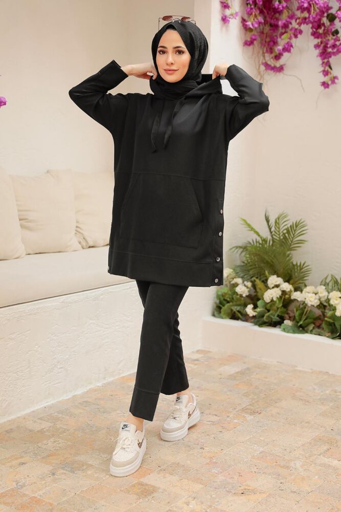Neva Style - Siyah Tesettür İkili Takım 21039S - 1
