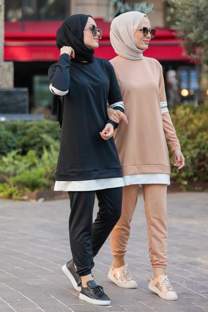 Neva Style - Siyah Tesettür İkili Takım 55990S - 5