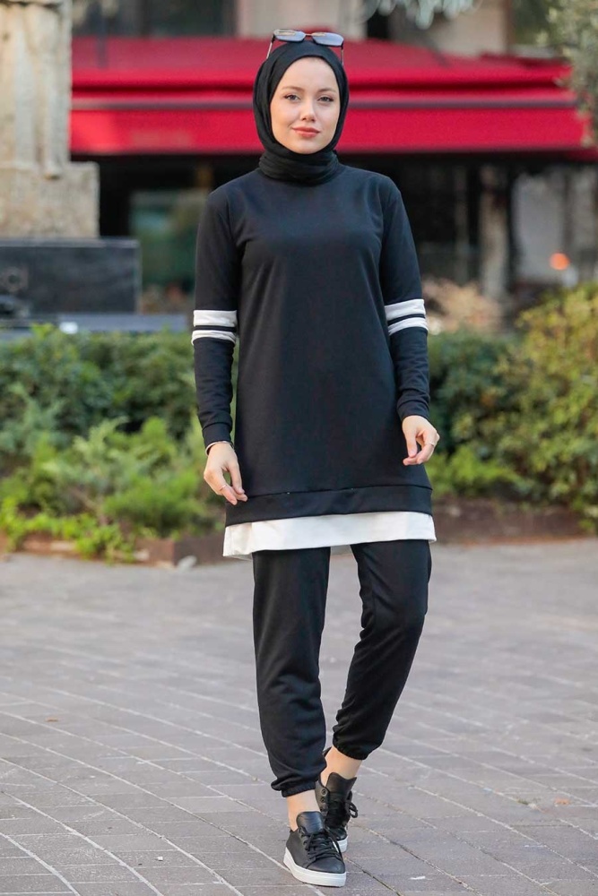 Neva Style - Siyah Tesettür İkili Takım 55990S - 2