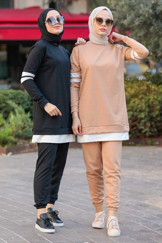 Neva Style - Siyah Tesettür İkili Takım 55990S - 6