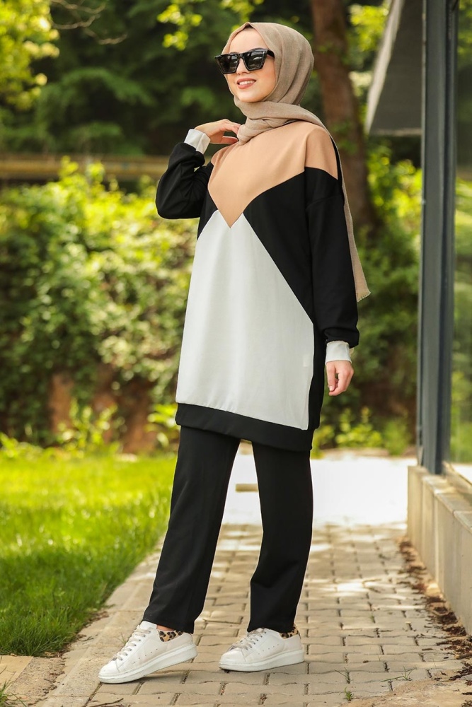Neva Style - Siyah Tesettür İkili Takım 60960S - 1