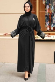 Neva Style - Siyah Tesettür Kimono 334400S - Thumbnail