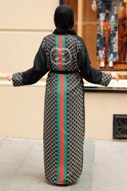 Neva Style - Siyah Tesettür Kimono 334400S - Thumbnail