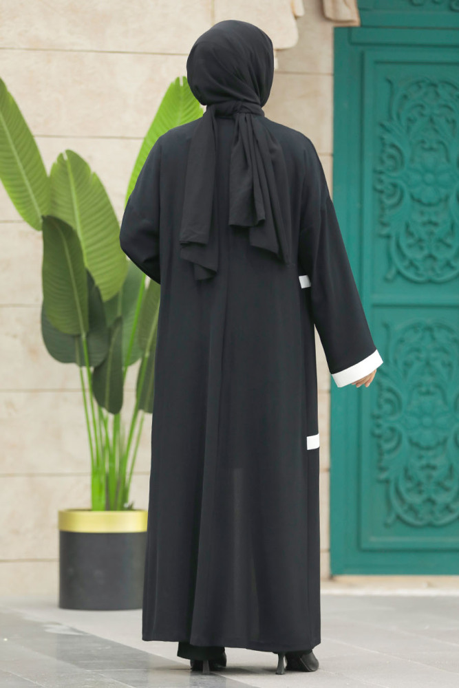 Siyah Tesettür Kimono Üçlü Takım 30195S - 5