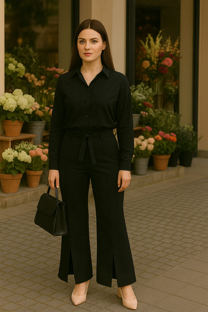 Neva Style - Siyah Tesettür Pantolon 1082S - NEVA STYLE