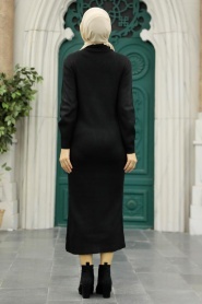 Neva Style - Siyah Tesettür Triko Elbise 5248S - Thumbnail