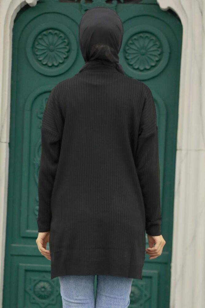Neva Style - Siyah Tesettür Triko Tunik 20132S - 2