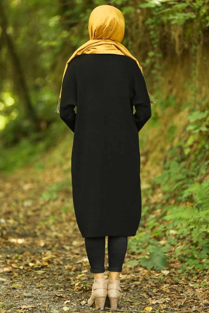Neva Style - Siyah Tesettür Triko Tunik 883S - 2