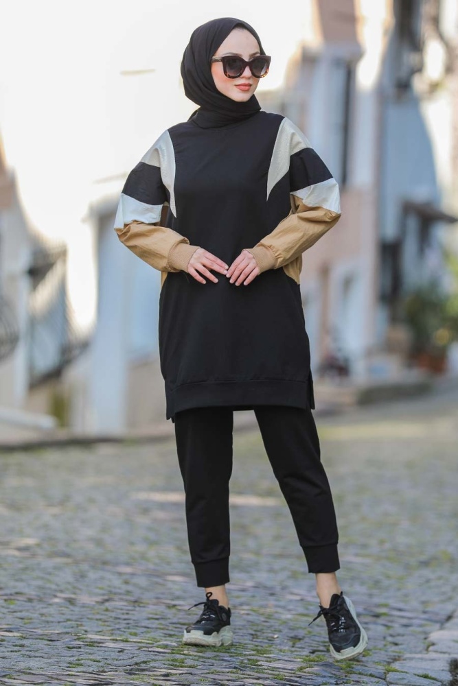 Neva Style - Siyah Tesettür Tunik 30256S - 1