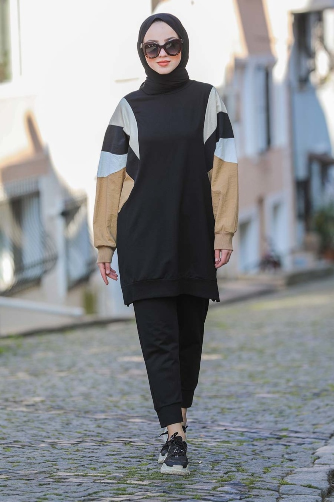 Neva Style - Siyah Tesettür Tunik 30256S - 2