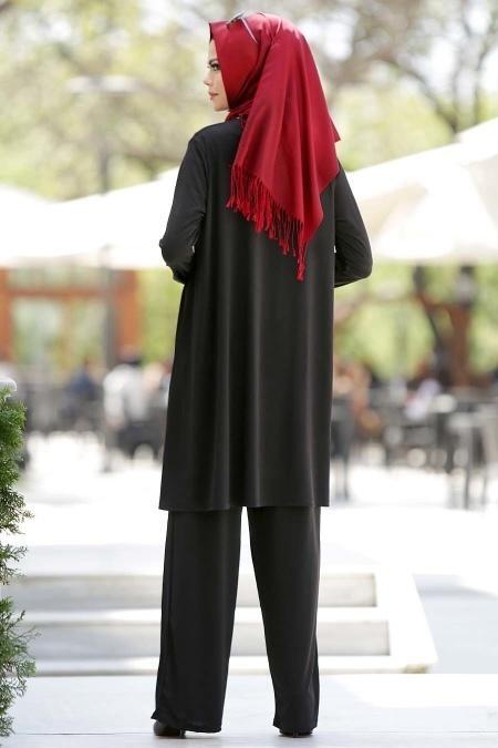 Neva Style - Sandy Siyah Tunik - Pantolon Takım - 3