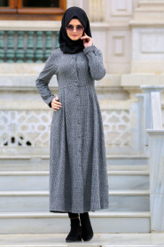 Neva Style - Smoke Color Hijab Coat 16549FU - Thumbnail