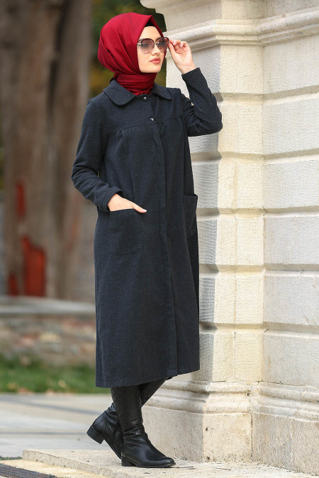 Neva Style - Smoke Color Hijab Coat 16550FU