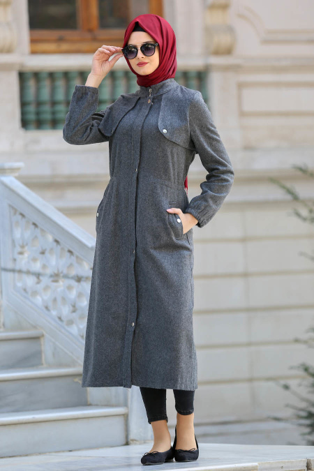Neva Style - Smoke Color Hijab Coat 21981FU