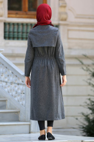 Neva Style - Smoke Color Hijab Coat 21981FU - Thumbnail