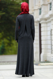 Neva Style - Smoke Color Hijab Dress 31050FU - Thumbnail